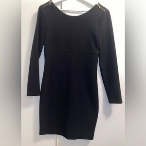 Zara Black back zipper, low back, long Sleeve mini Dress